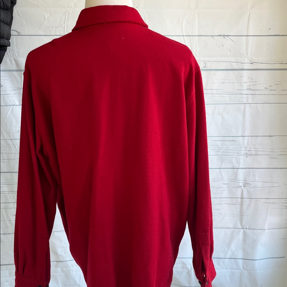 LL Bean red wool long sleeve collar shirt XL - Picture 3 of 4